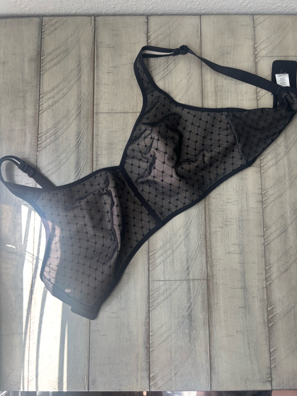 lululemon athletica Like Nothing Black Sheer Mesh Unlined Bra Size 34DD